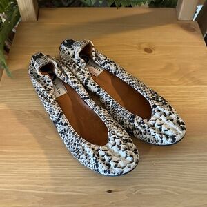 Lanvin Snakeskin Pattern Flats - Black and Cream